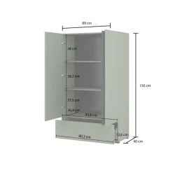 Armadio 89x150h cm 2 ante con cassetto bianco opaco Lolla
