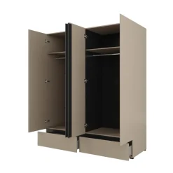 Armadio 180x210h cm 4 ante con 2 cassetti tortora Lolla