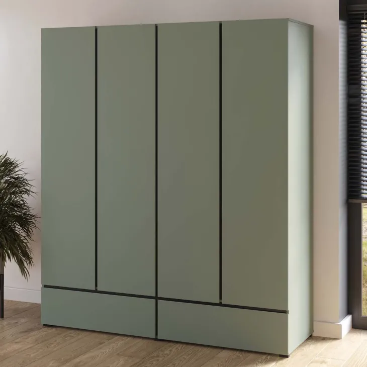 Armadio 180x210h cm 4 ante con 2 cassetti verde Lolla