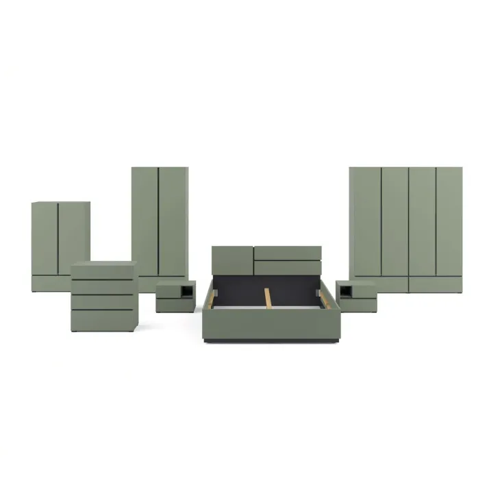 Armadio 180x210h cm 4 ante con 2 cassetti verde Lolla