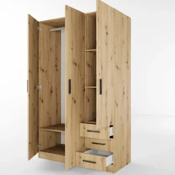 Armadio 118x191h cm 3 ante con cassetti rovere rustico Boverio