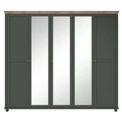 Armadio 246x216h cm 5 ante con specchio verde quercia Texel