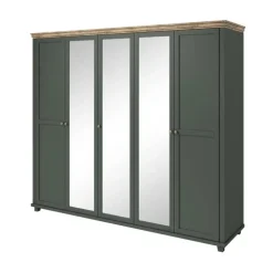 Armadio 246x216h cm 5 ante con specchio verde quercia Texel