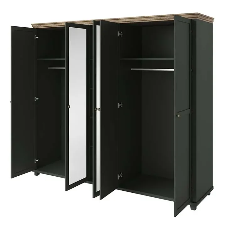 Armadio 246x216h cm 5 ante con specchio verde quercia Texel