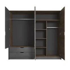Armadio 220x205h cm 4 ante con specchio grigio quercia Dable