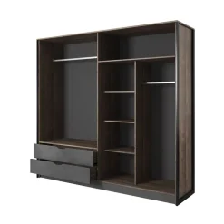 Armadio 220x205h cm 4 ante con specchio grigio quercia Dable
