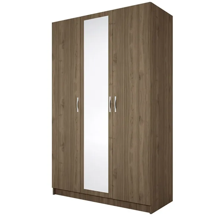 Armadio 120x190h cm 3 ante con specchio legno noce Plutone