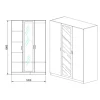 Armadio 120x190h cm 3 ante con specchio bianco Alina