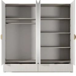 Armadio 213x209h cm 4 ante con specchio beige cannettato Ramis