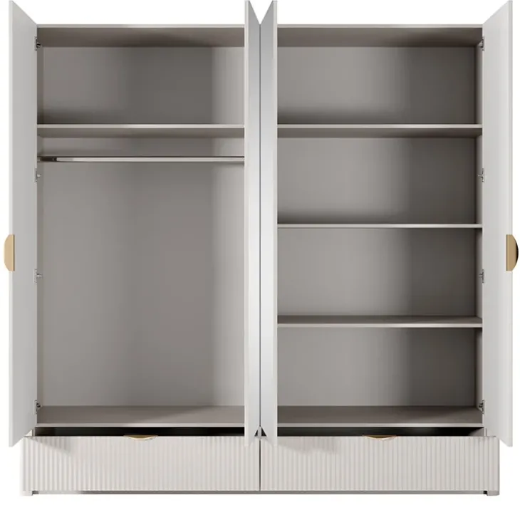 Armadio 213x209h cm 4 ante con specchio beige cannettato Ramis
