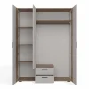 Armadio 150x200h cm 3 ante con specchio e 2 cassetti beige cashmere rovere Parker