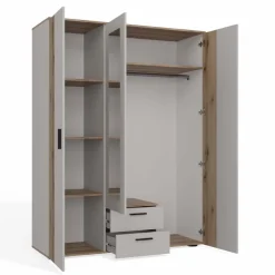 Armadio 150x200h cm 3 ante con specchio e 2 cassetti beige cashmere rovere Parker