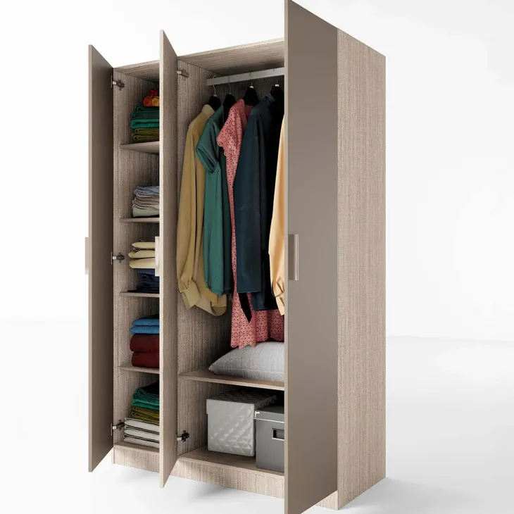 Armadio 120x191h cm 3 ante design rovere scuro marrone Rodari