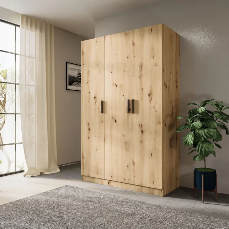 Armadio 120x191h cm 3 ante design rovere rustico Rodari