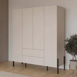 Armadio 184x210h cm 4 ante e 2 cassetti beige cashmere Simple