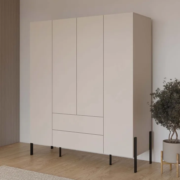 Armadio 184x210h cm 4 ante e 2 cassetti beige cashmere Simple