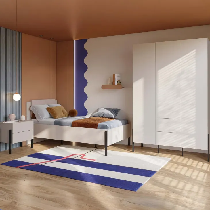 Armadio 139x210h cm 3 ante e 2 cassetti beige cashmere Simple