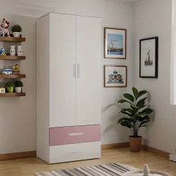 Armadio 80x200h cm 2 ante e 2 cassetti cashmere rosa Colorful