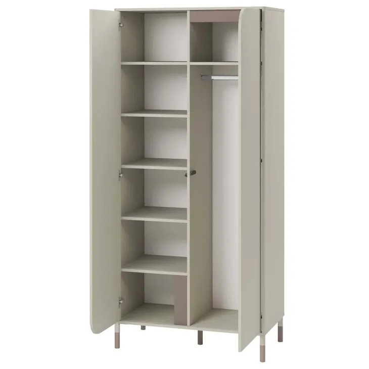 Armadio 92x201h cm 2 ante moderno beige cashmere Rita