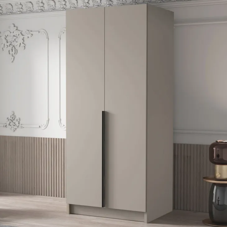 Armadio 100x215h cm 2 ante moderno beige nero Glammy 2