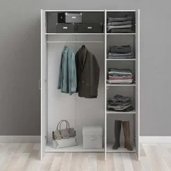 Armadio 116x176h cm 3 ante moderno bianco opaco Light Gihome®