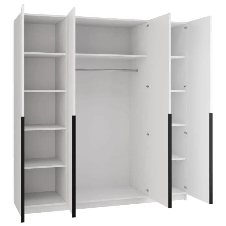 Armadio 200x215h cm 4 ante moderno bianco nero Glammy 4