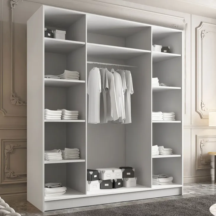 Armadio 200x215h cm 4 ante moderno bianco nero Glammy 4