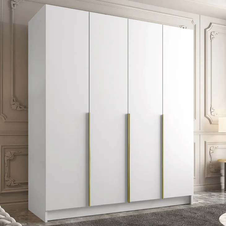 Armadio 200x215h cm 4 ante moderno bianco oro Glammy 4
