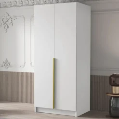 Armadio 100x215h cm 2 ante moderno bianco oro Glammy 2