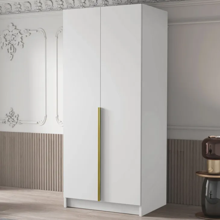 Armadio 100x215h cm 2 ante moderno bianco oro Glammy 2