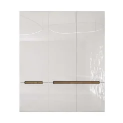 Armadio 180x206h cm 6 ante moderno bianco lucido noce Biancastagno