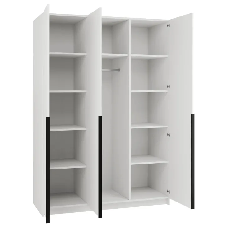 Armadio 150x215h cm 3 ante moderno bianco nero Glammy 3