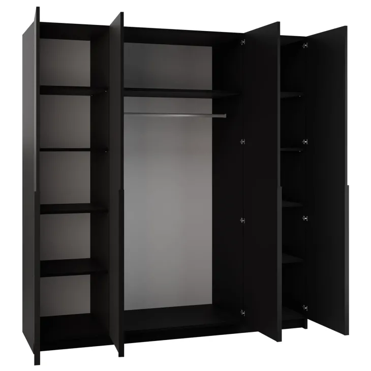 Armadio 200x215h cm 4 ante moderno nero Glammy 4