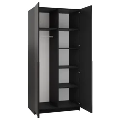Armadio 100x215h cm 2 ante moderno nero Glammy 2