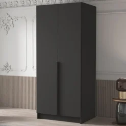 Armadio 100x215h cm 2 ante moderno nero Glammy 2