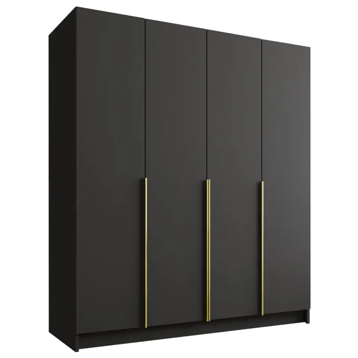 Armadio 200x215h cm 4 ante moderno nero oro Glammy 4