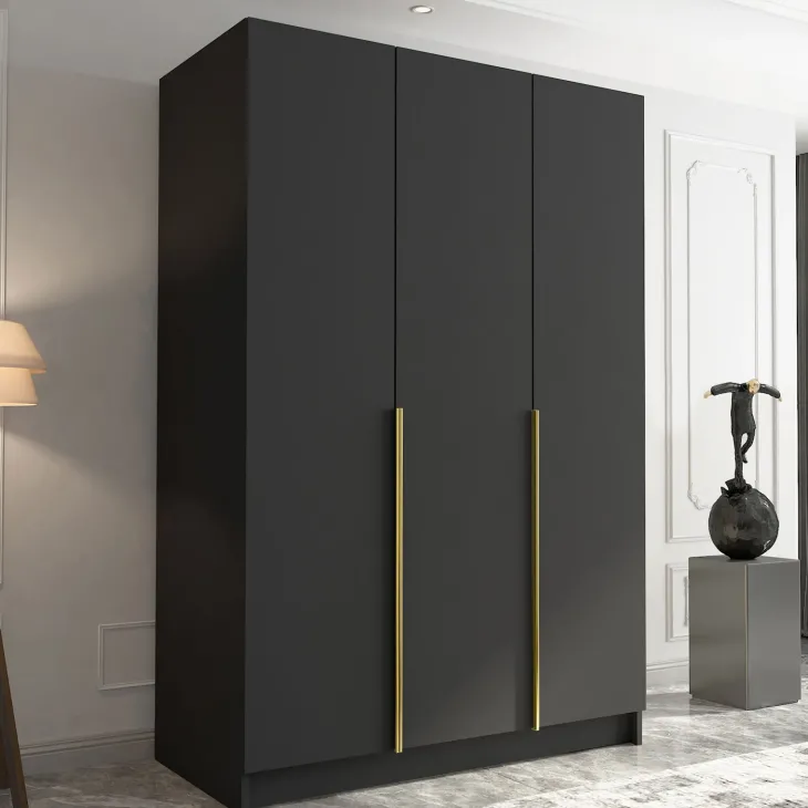 Armadio 150x215h cm 3 ante moderno nero oro Glammy 3