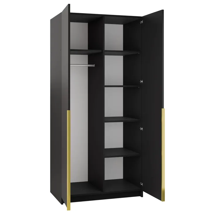 Armadio 100x215h cm 2 ante moderno nero oro Glammy 2