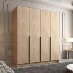 Armadio 200x215h cm 4 ante moderno rovere nero Glammy 4