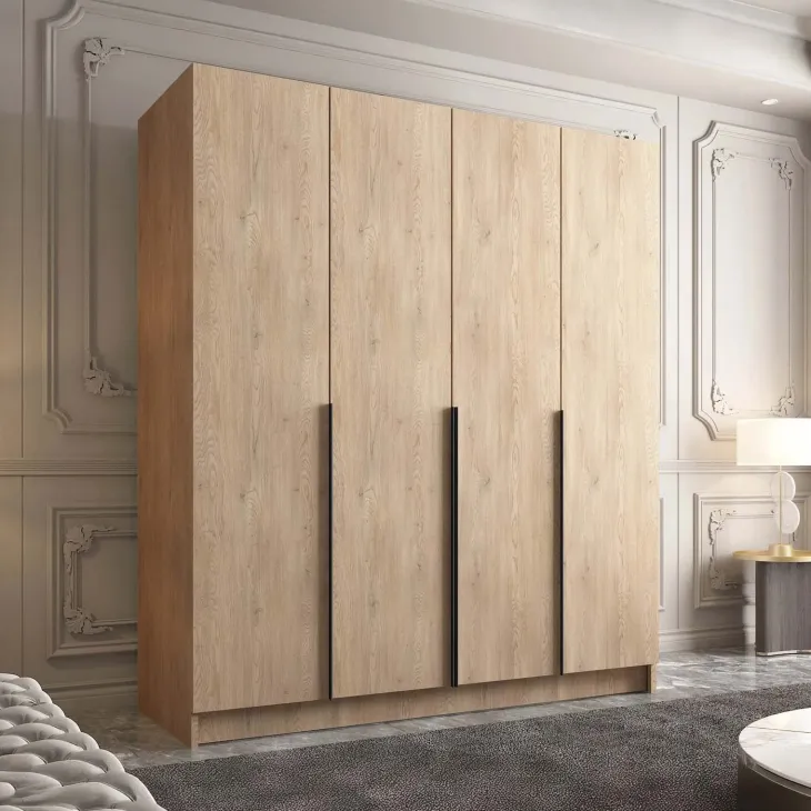 Armadio 200x215h cm 4 ante moderno rovere nero Glammy 4