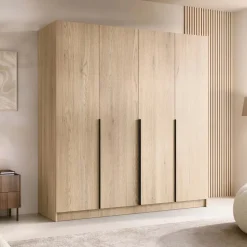 Armadio 200x215h cm 4 ante moderno rovere nero Glammy 4