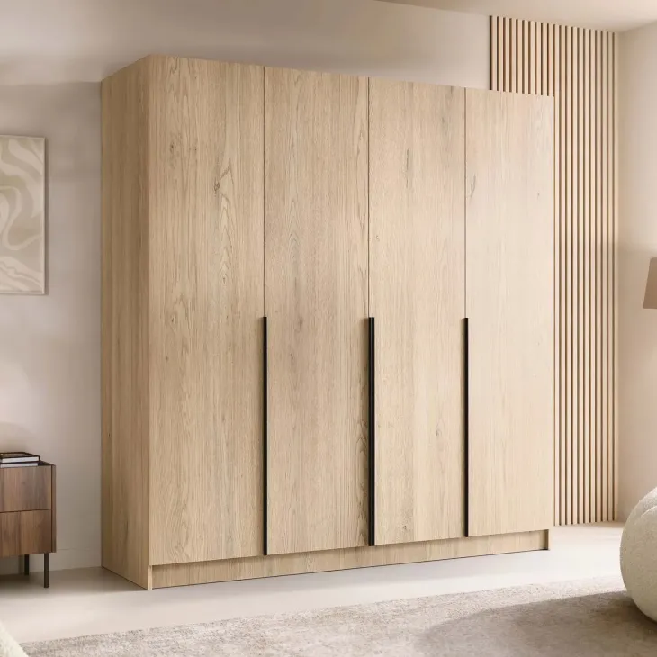 Armadio 200x215h cm 4 ante moderno rovere nero Glammy 4