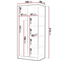Armadio 100x215h cm 2 ante moderno rovere nero Glammy 4