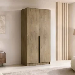 Armadio 100x215h cm 2 ante moderno rovere nero Glammy 4