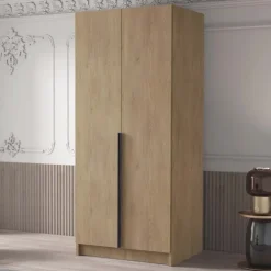 Armadio 100x215h cm 2 ante moderno rovere nero Glammy 4