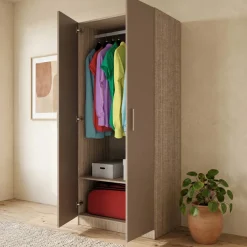 Armadio 80x191h cm 2 ante moderno rovere scuro marrone Ilario