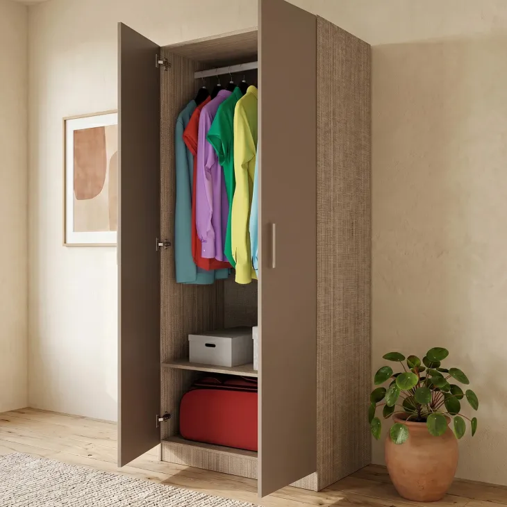Armadio 80x191h cm 2 ante moderno rovere scuro marrone Ilario