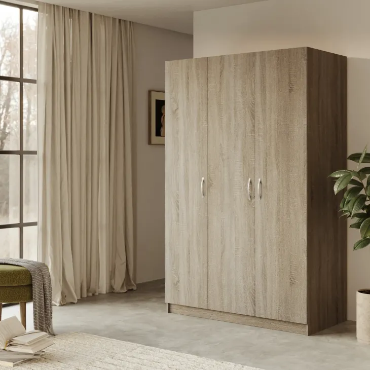 Armadio 120x190h cm 3 ante moderno rovere sonoma Rodari