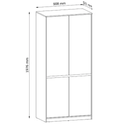 Armadio 91x198h cm 4 ante moderno rovere Funny