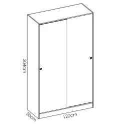 Armadio 120x204h cm 2 ante moderno scorrevoli rovere Royal